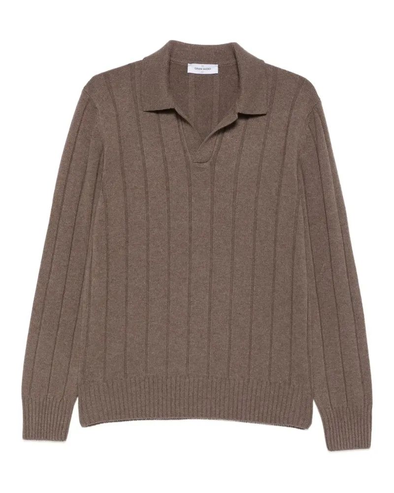 Gran Sasso Gerippter Pullover mit Polokragen - Braun Braun