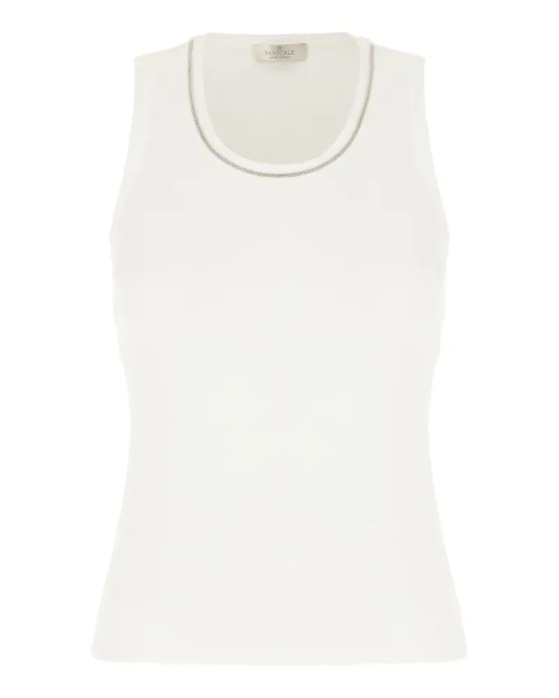 PANICALE Cashmere embellished ribbed top - Weiß Weiß