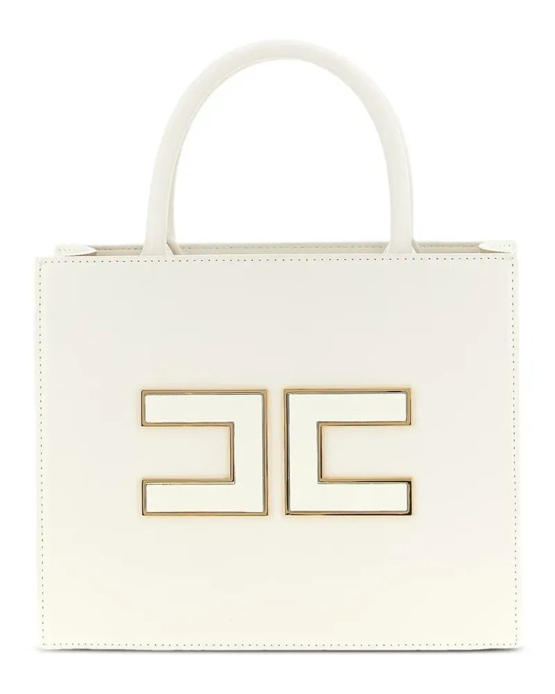 Elisabetta Franchi Shopper mit Logo-Schild - Nude Nude