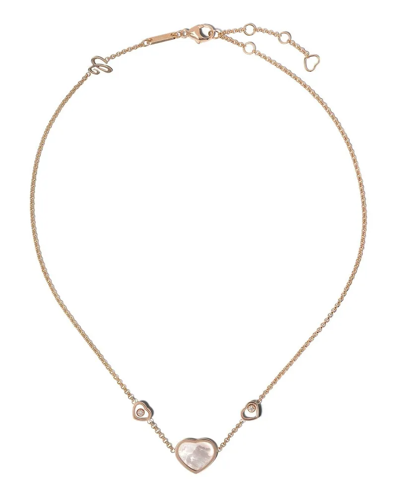 Chopard 18kt 'Happy Hearts' Rotgoldhalskette mit Diamant und Perlmutt - Rosa Rosa
