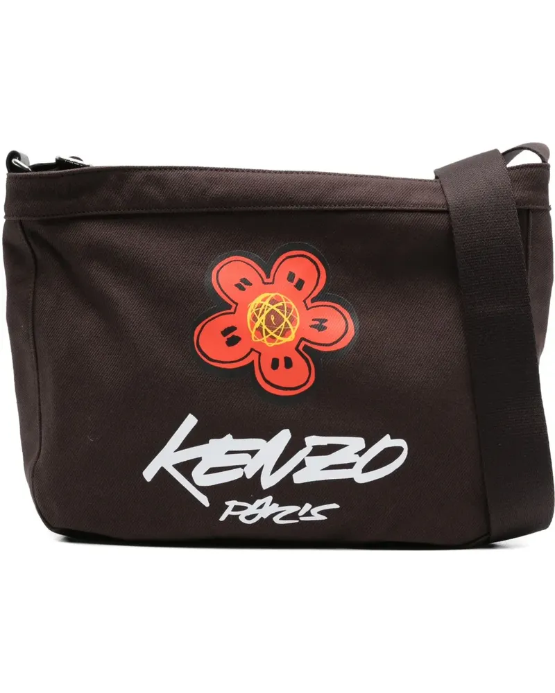 Kenzo Schultertasche mit Slogan-Print - Braun Braun
