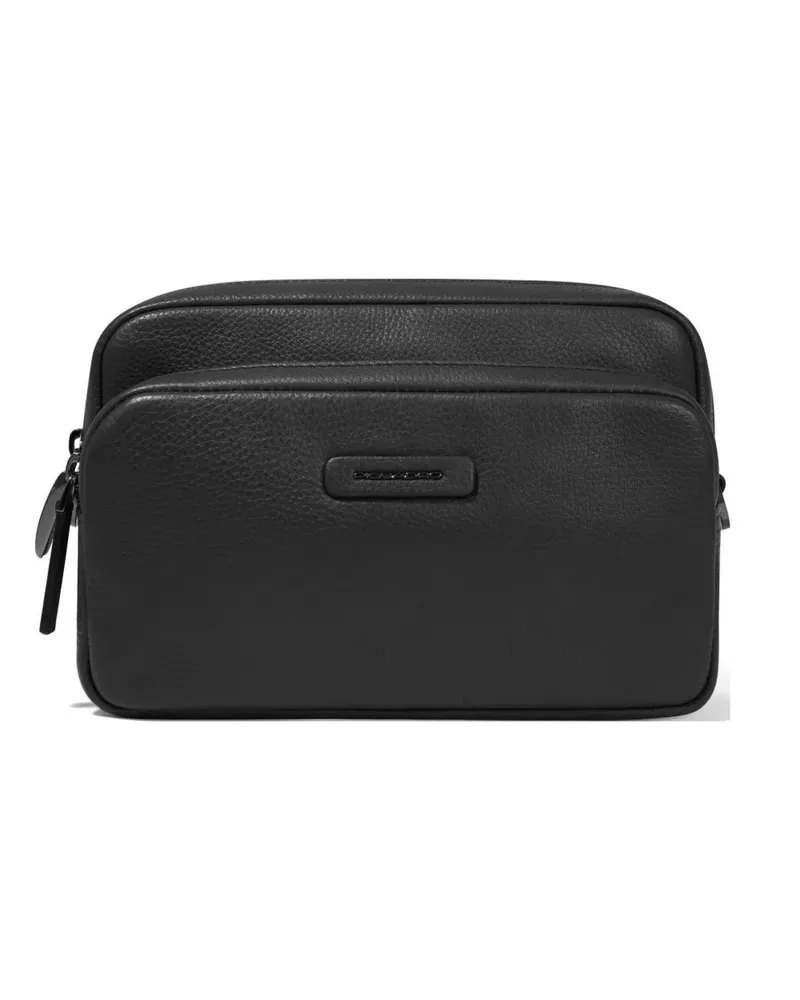 Piquadro grained-leather crossbody bag - Schwarz Schwarz