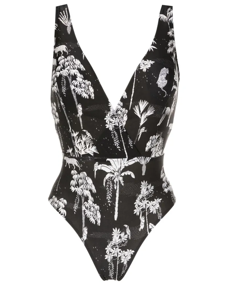 Lygia & Nanny Badeanzug mit grafischem Print - Schwarz Schwarz