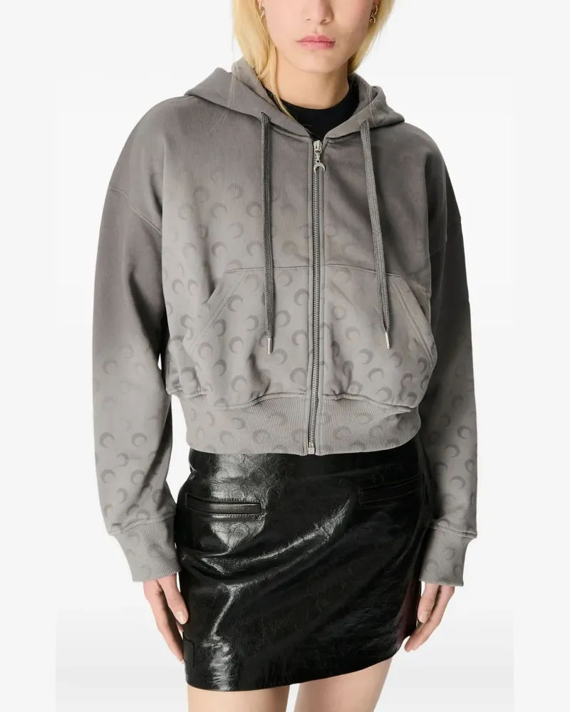 Marine Serre moon-pattern zip-up hoodie - Grau Grau