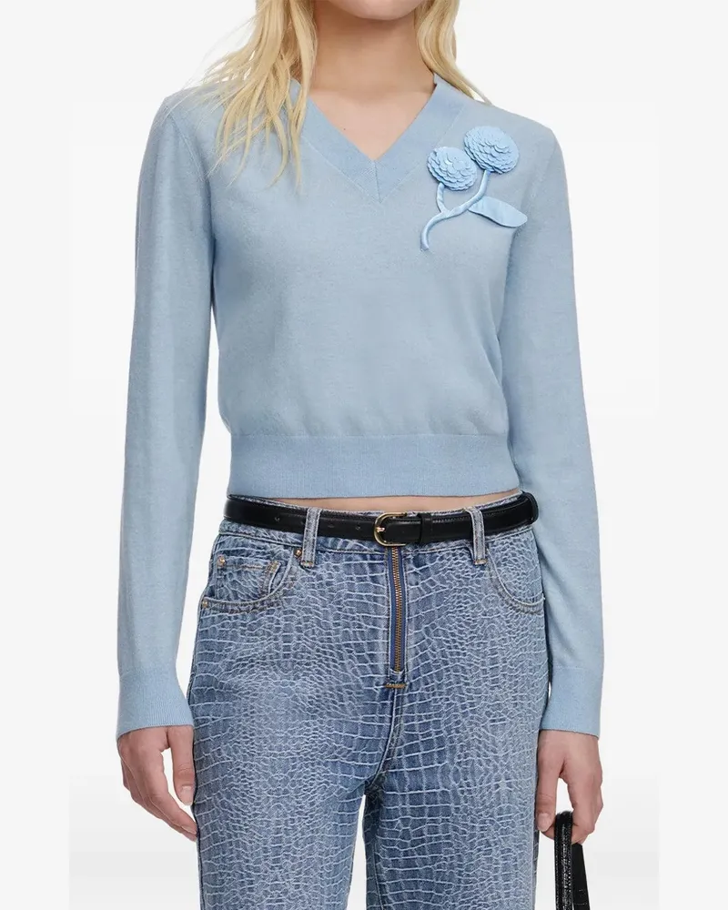 Self-Portrait rose v-neck jumper - Blau Blau