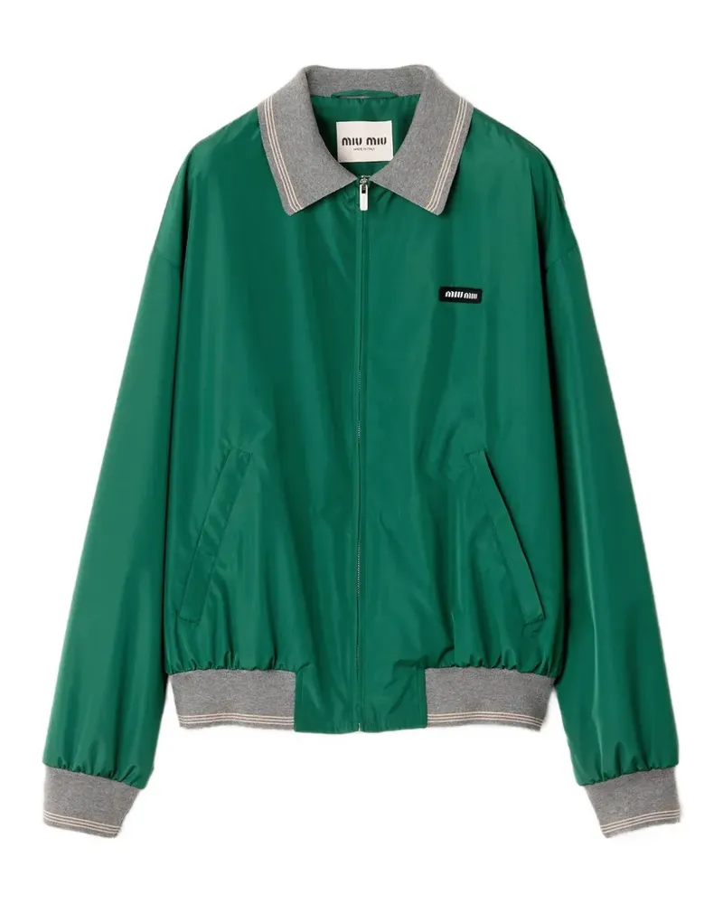 Miu Miu ribbed knit zip bomber jacket - Grün Grün