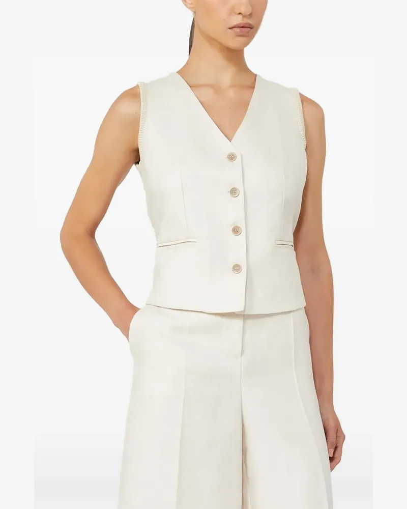 Max Mara cable-knit button-up waistcoat - Nude Nude