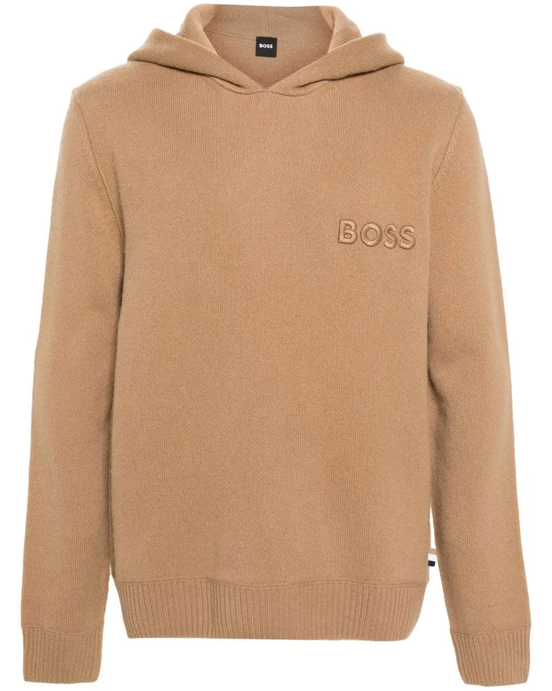 HUGO BOSS Hoodie mit Logo-Stickerei - Braun Braun