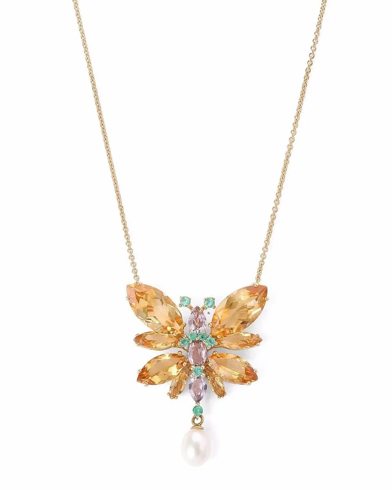 Dolce & Gabbana 18kt Butterfly Gelbgoldhalskette mit Zitrin Gold