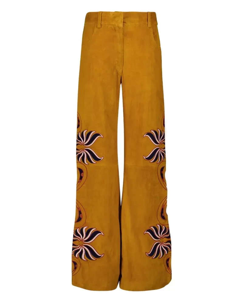 PAULA Wildlederhose mit Stickerei - Braun Braun