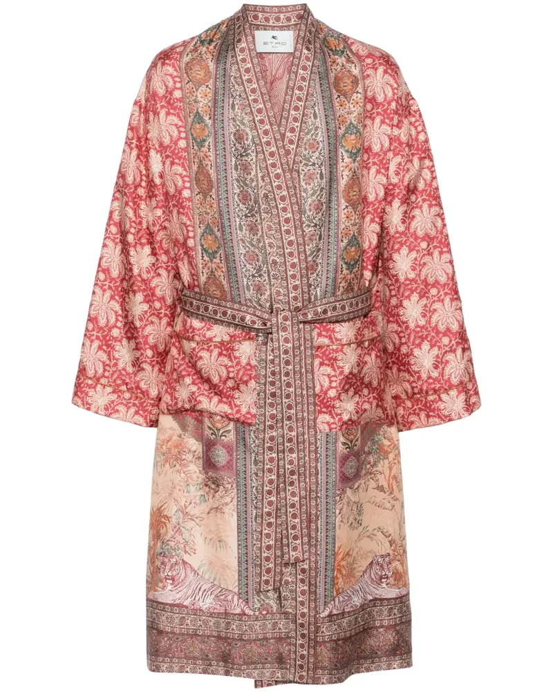 Etro Morgenmantel aus Seide mit Print - Orange Orange