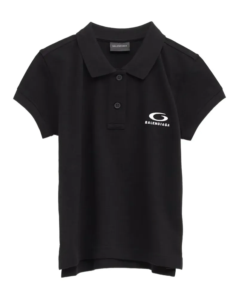 Balenciaga Piqué-Poloshirt mit Logo-Stickerei - Schwarz Schwarz
