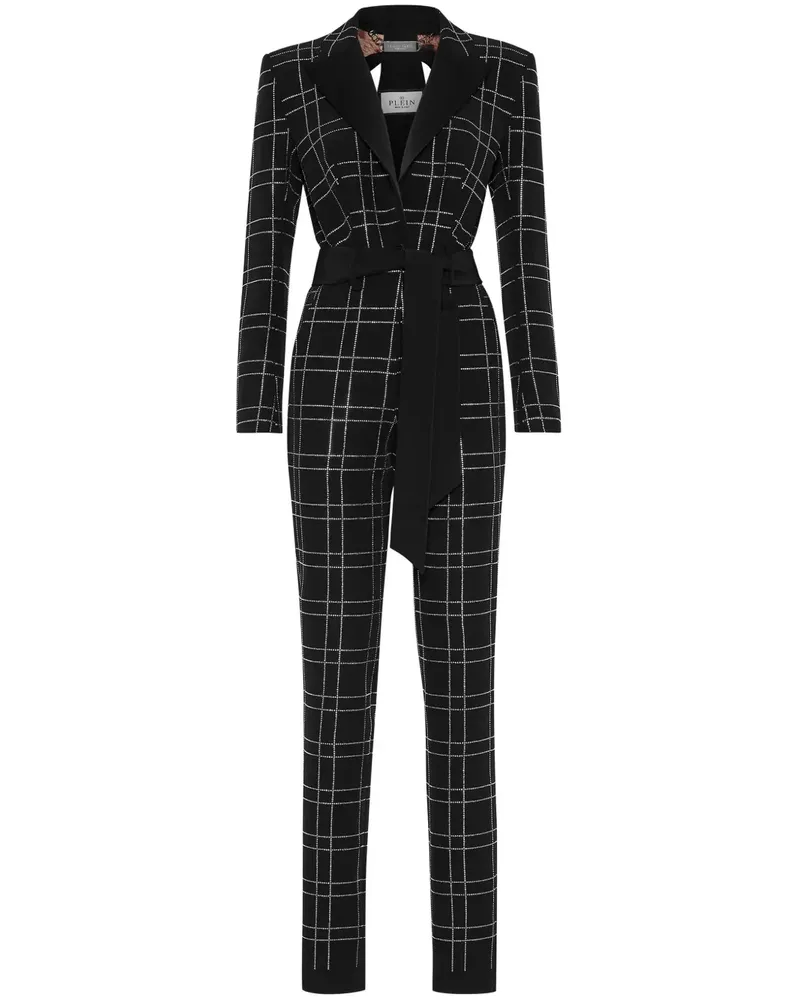 Philipp Plein Cady Strass Jumpsuit mit Cut-Out - Schwarz Schwarz