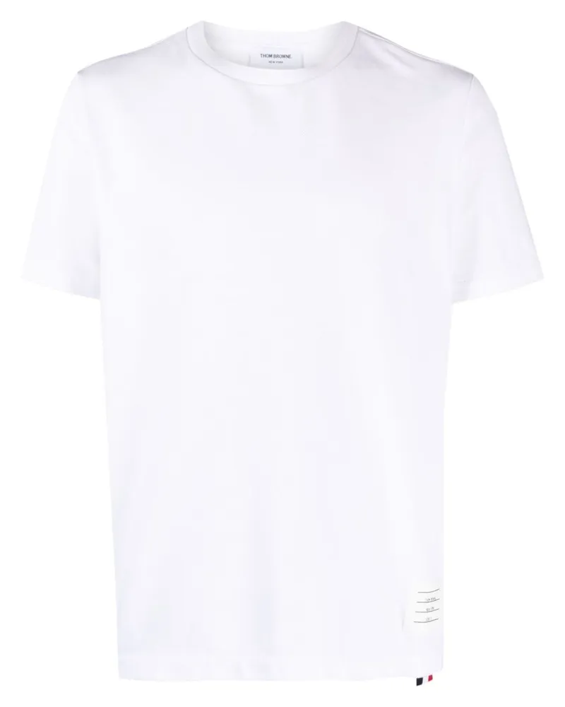 Thom Browne T-Shirt aus Pikee mit RWB-Streifen - Weiß Weiß