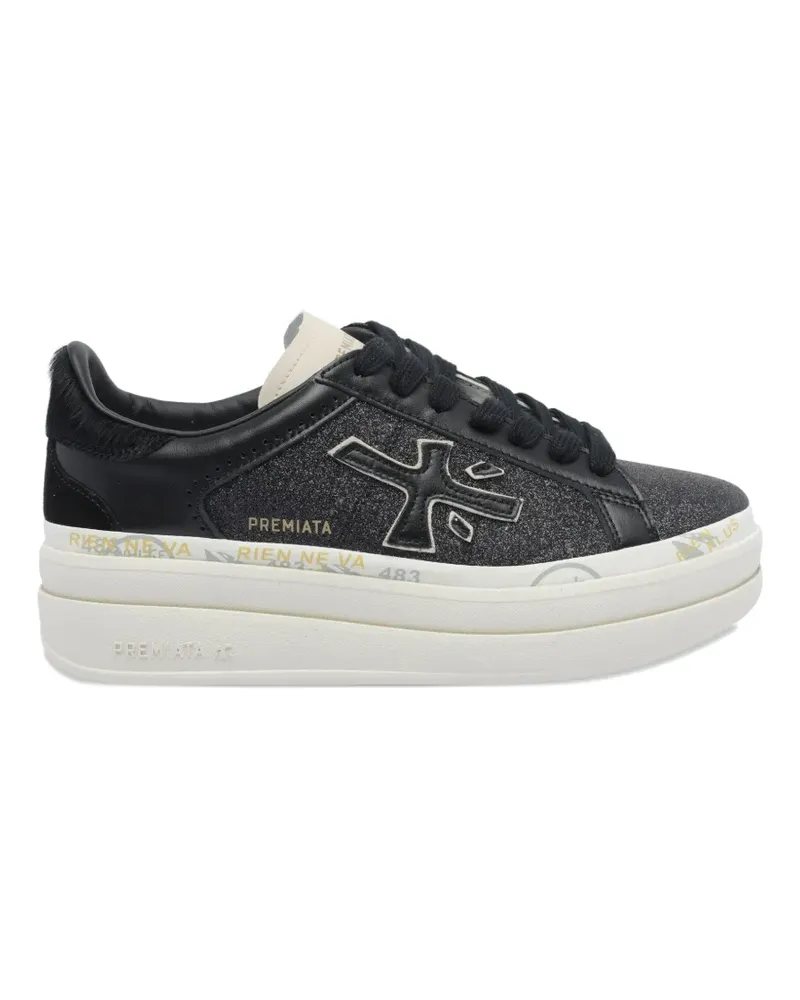 Premiata Flatform-Sneakers mit Glitter - Schwarz Schwarz