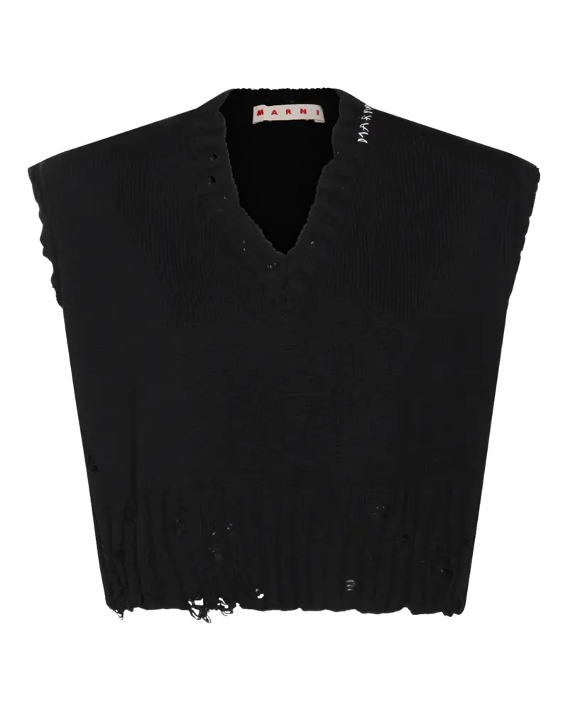 Marni distressed V-neck top - Schwarz Schwarz