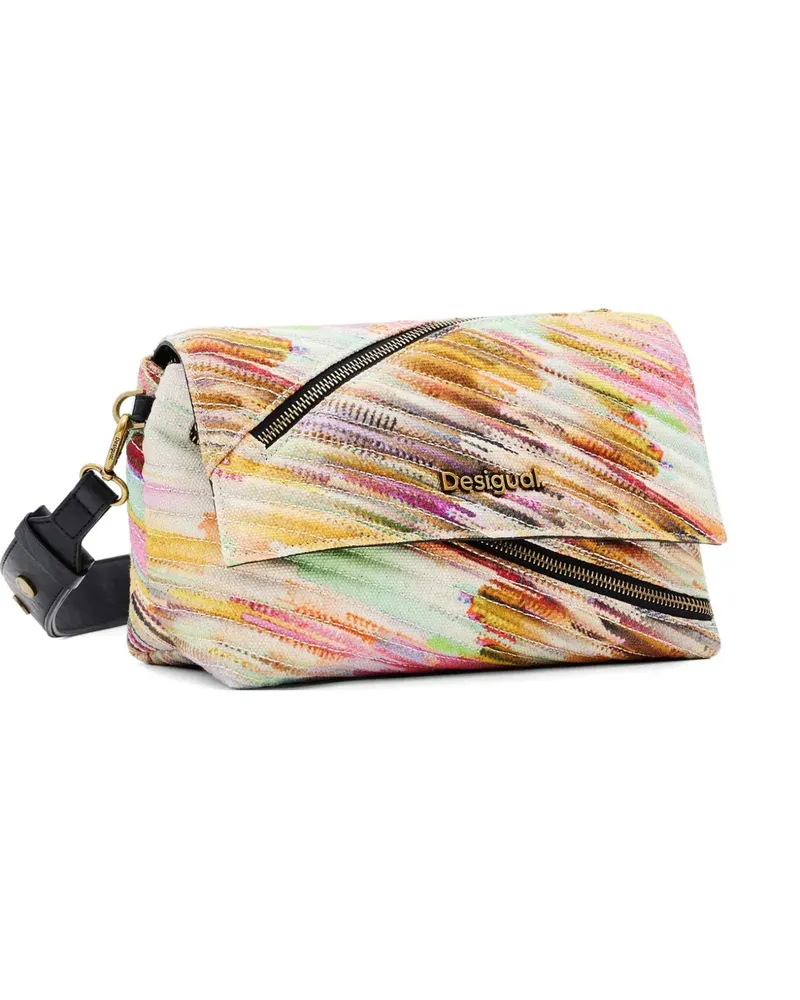Desigual abstract-print foldover tote bag - Nude Nude