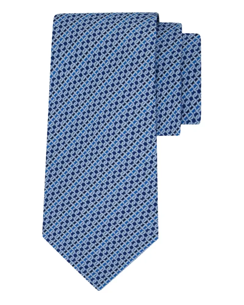 Ferragamo Gemusterte Seidenkrawatte - Blau Blau