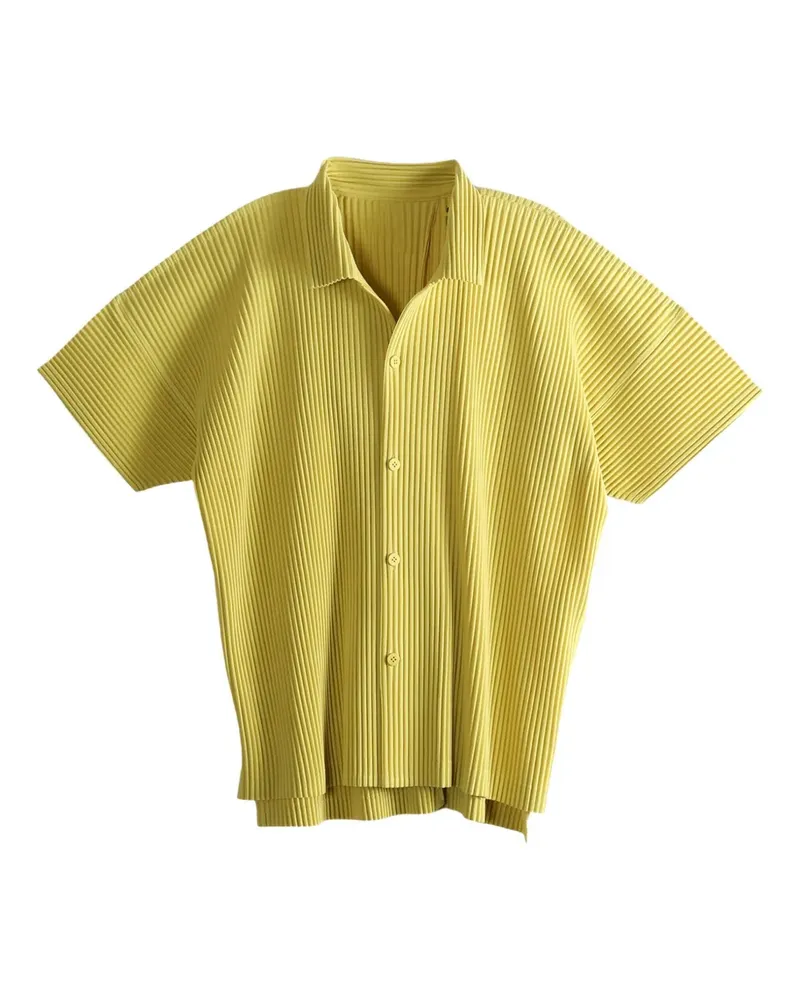Issey Miyake pleated short-sleeve shirt - Gelb Gelb