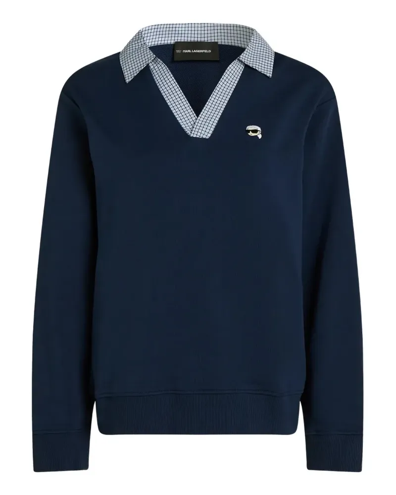 Karl Lagerfeld Ikon Sweatshirt mit V-Ausschnitt - Blau Blau