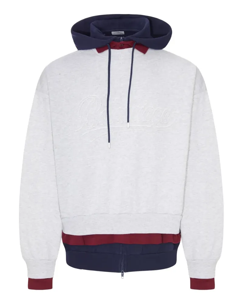 Balenciaga layered frayed-lettering hoodie - Grau Grau