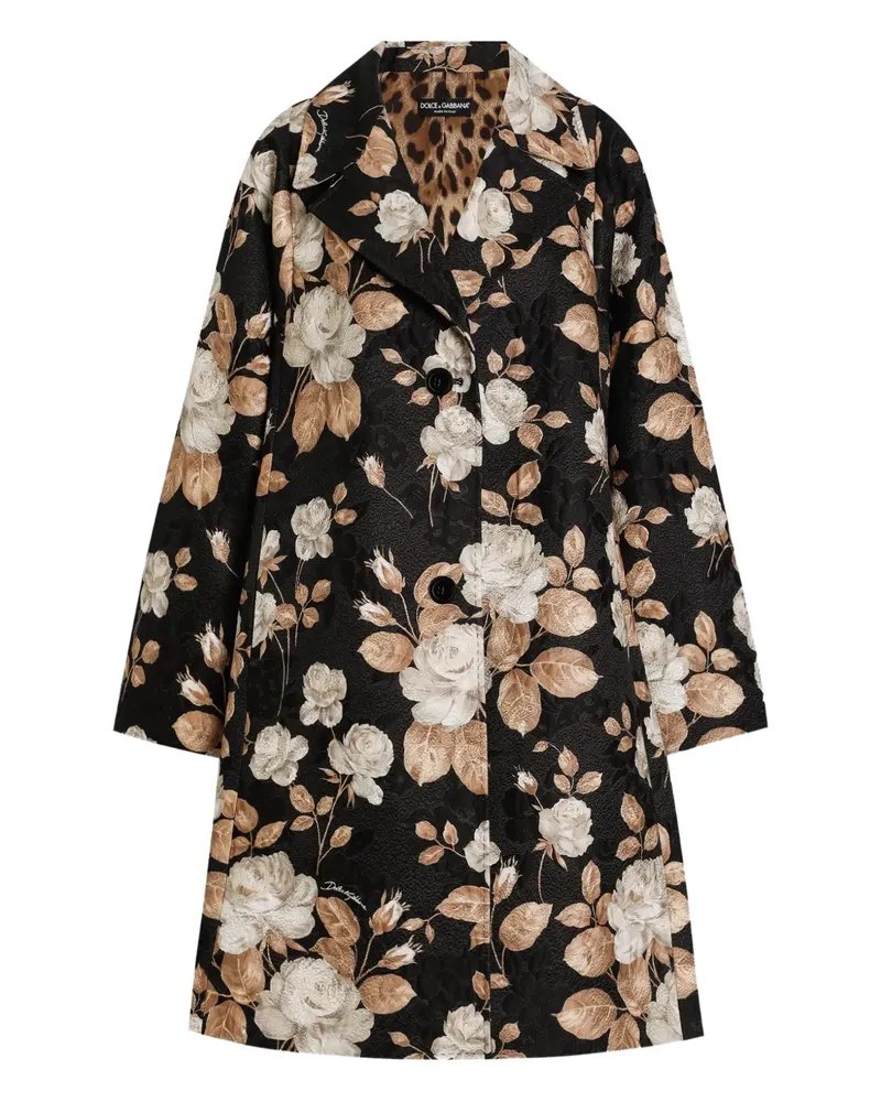 Dolce & Gabbana Mantel mit Rosen-Print - Schwarz Schwarz