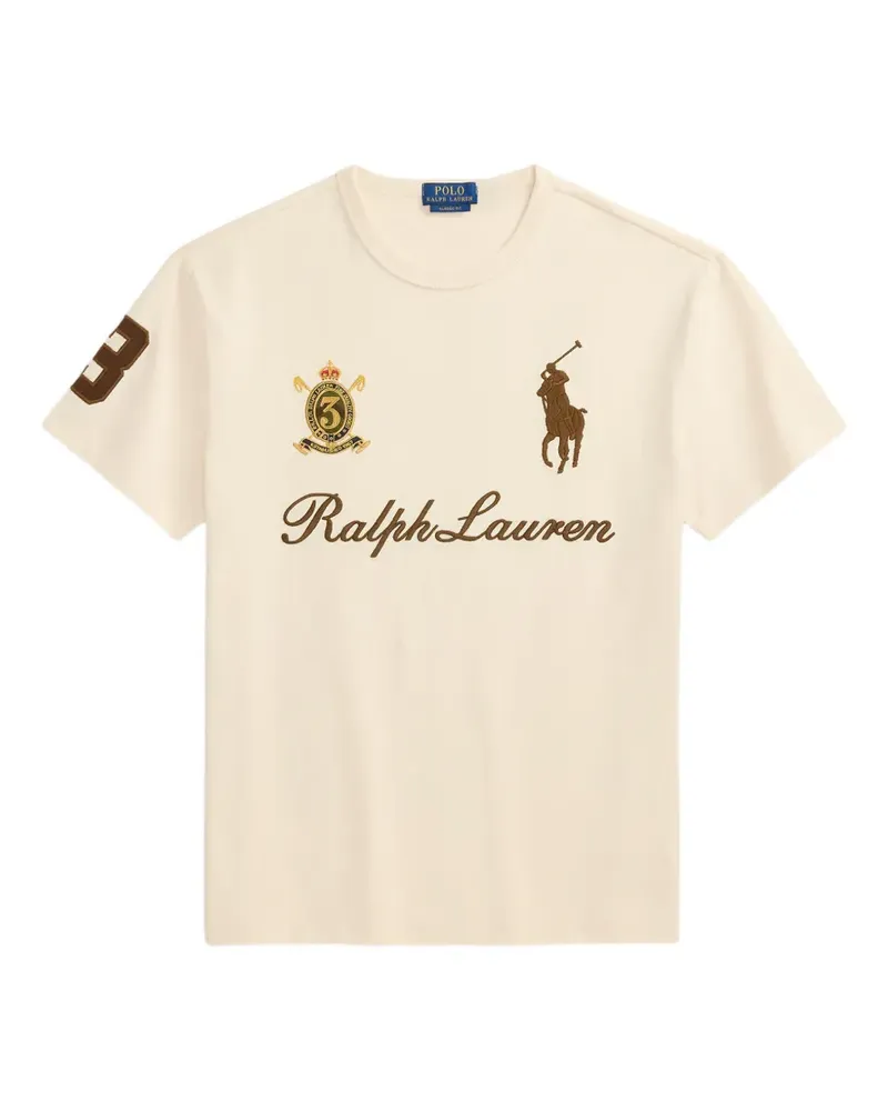 Ralph Lauren logo-embroidered crest-patch T-shirt - Nude Nude