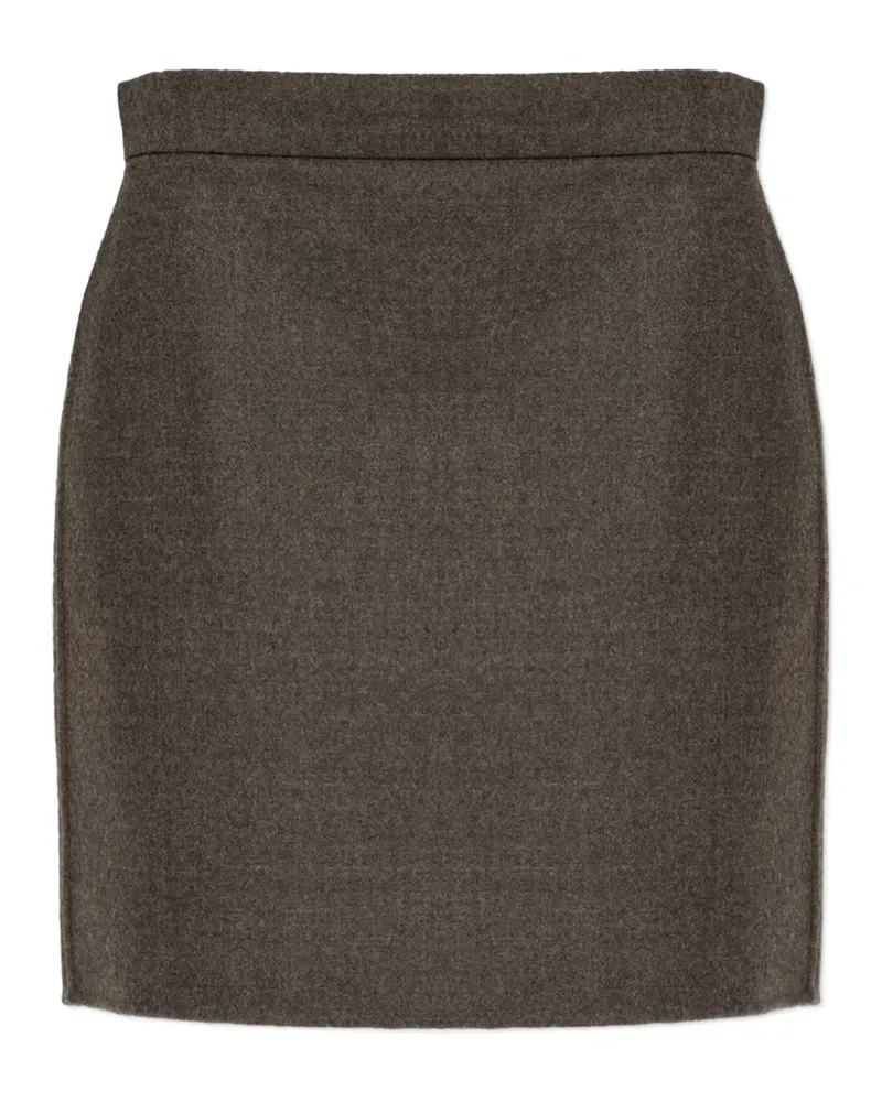 Max Mara Kurzer Wollrock mit Filz - Braun Braun