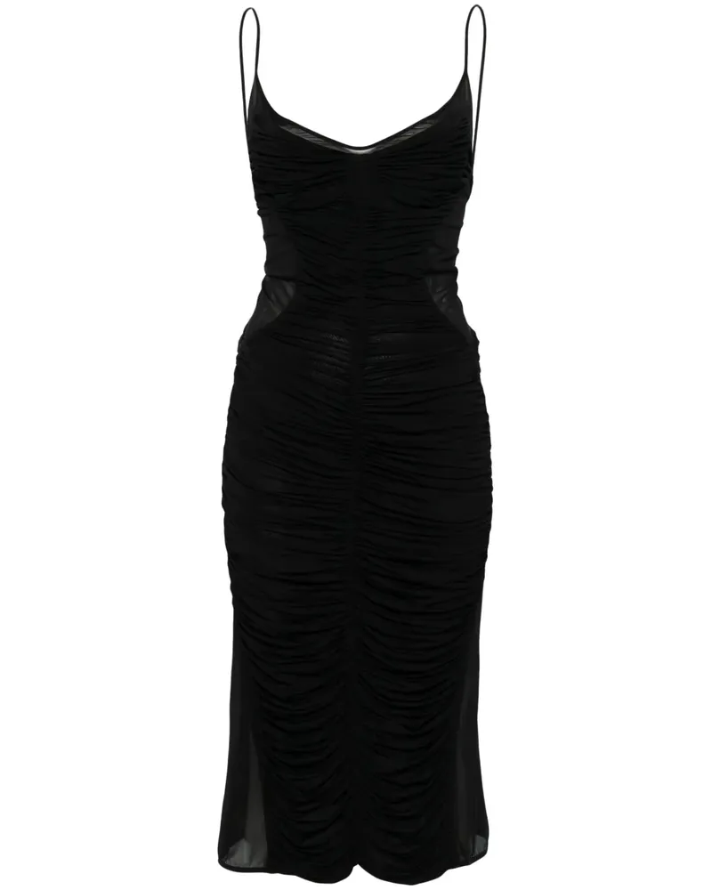Thierry Mugler Midikleid mit Raffungen - Schwarz Schwarz