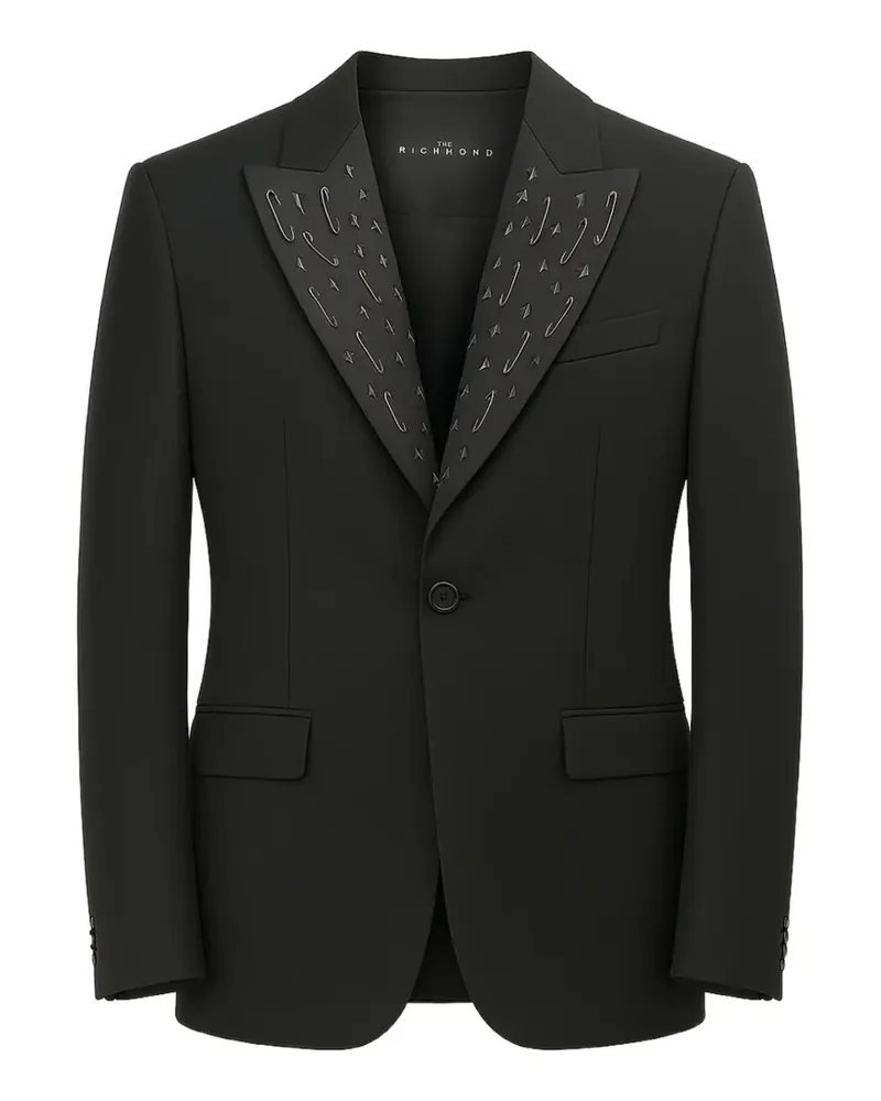 John Richmond Blazer mit Anstecknadel - Schwarz Schwarz