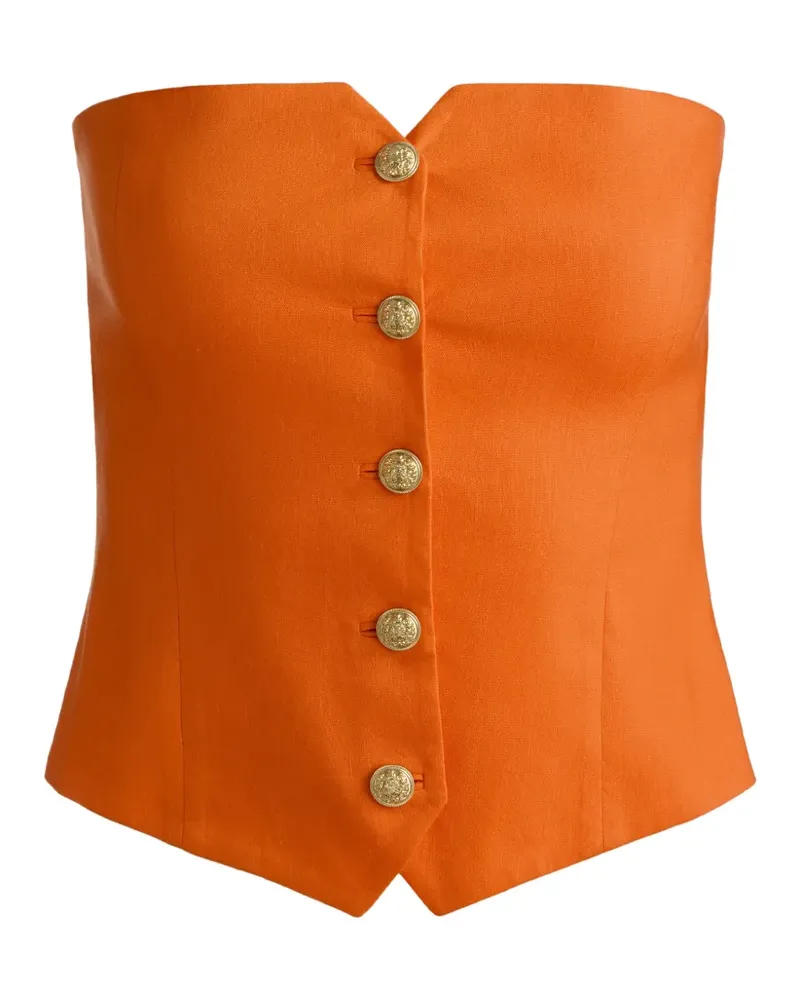 Alice + Olivia Schulterfreies Top mit Knopfleiste - Orange Orange