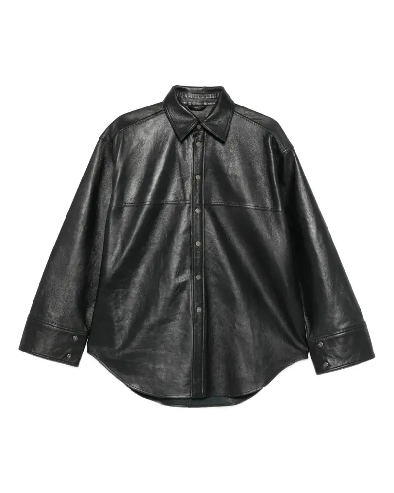Haikure leather oversized jacket - Schwarz Schwarz