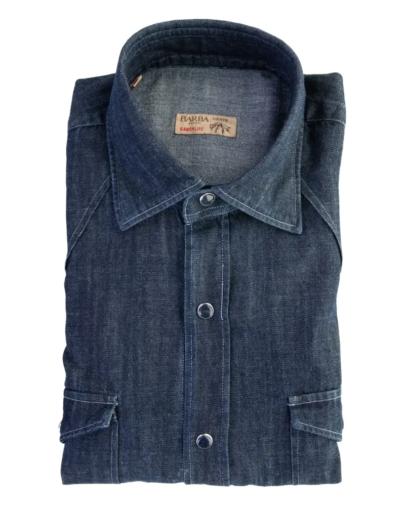 BARBA Hemd mit Taschendetail - Blau Blau