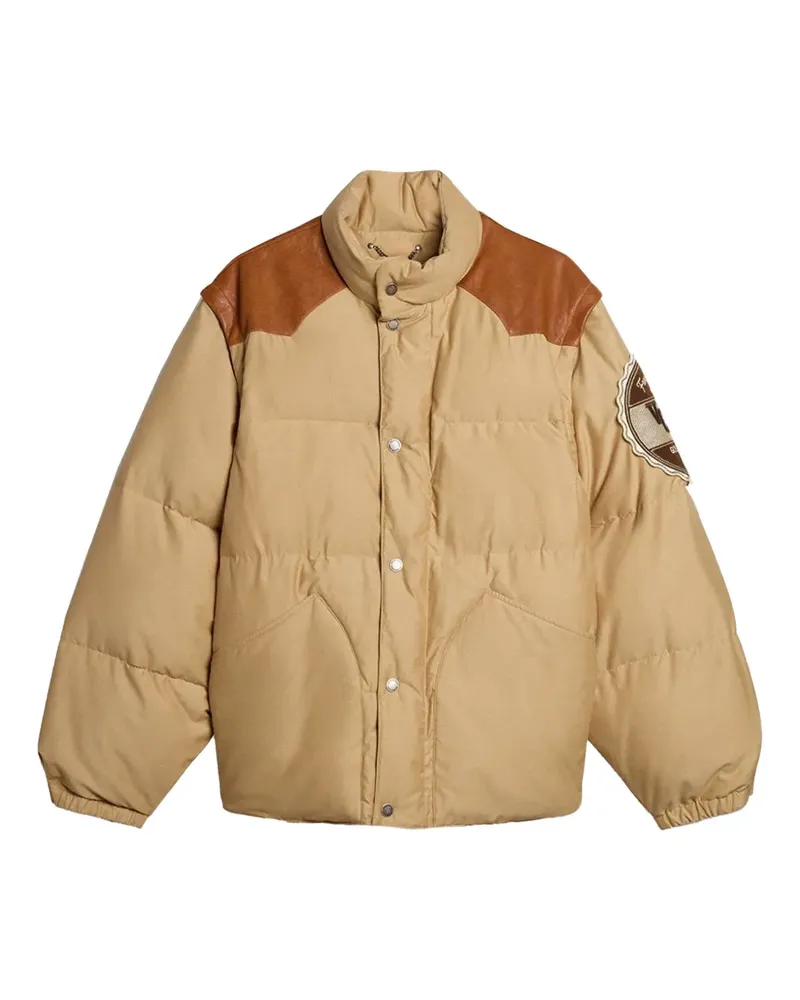 Golden Goose logo-patch padded jacket - Nude Nude
