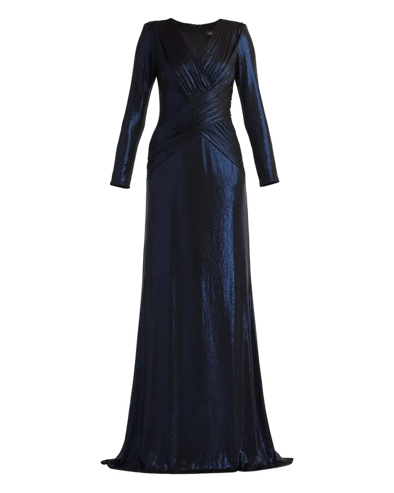 Tadashi Shoji long-sleeve V-neck maxi dress - Blau Blau