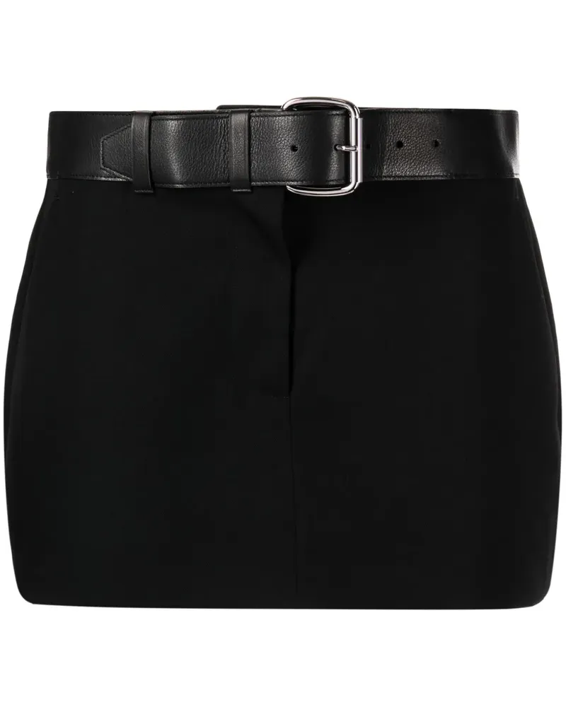 Alexander Wang Wollrock mit Ledergürtel - Schwarz Schwarz
