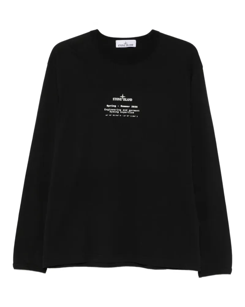Stone Island logo-print long-sleeve T-shirt - Schwarz Schwarz