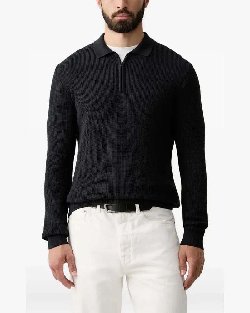 JOOP! Waffelstrick-Pullover mit Viertelreißverschluss - Blau Blau