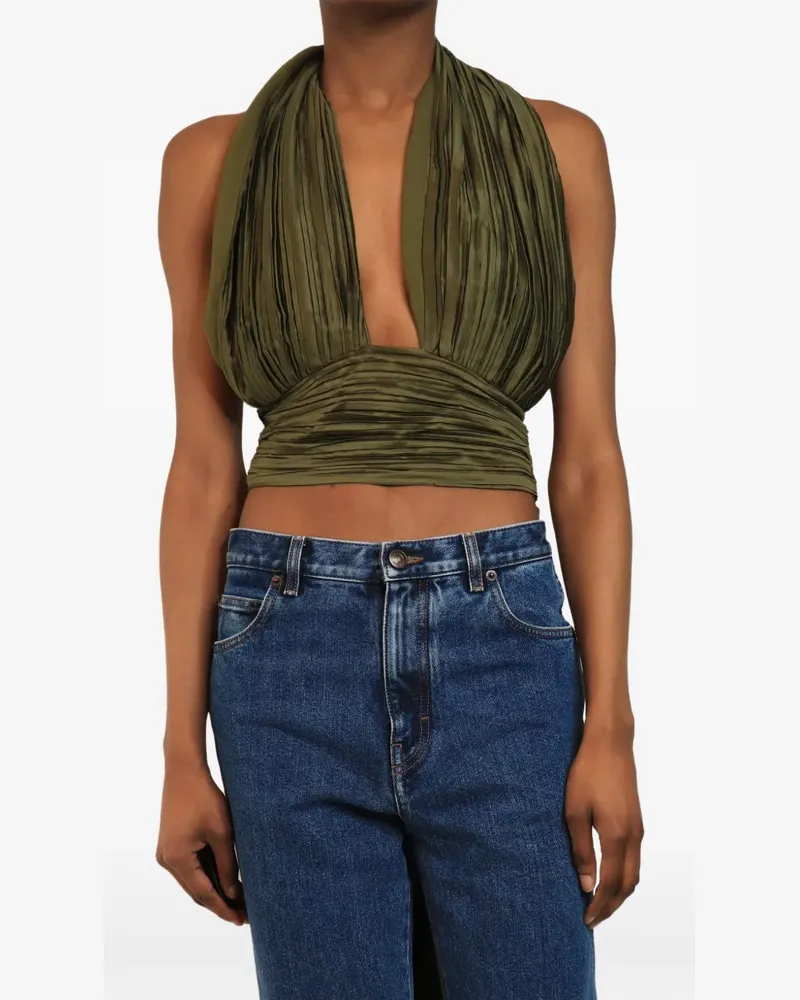 Cult Gaia pleated sleeveless halter-neck blouse - Grün Grün