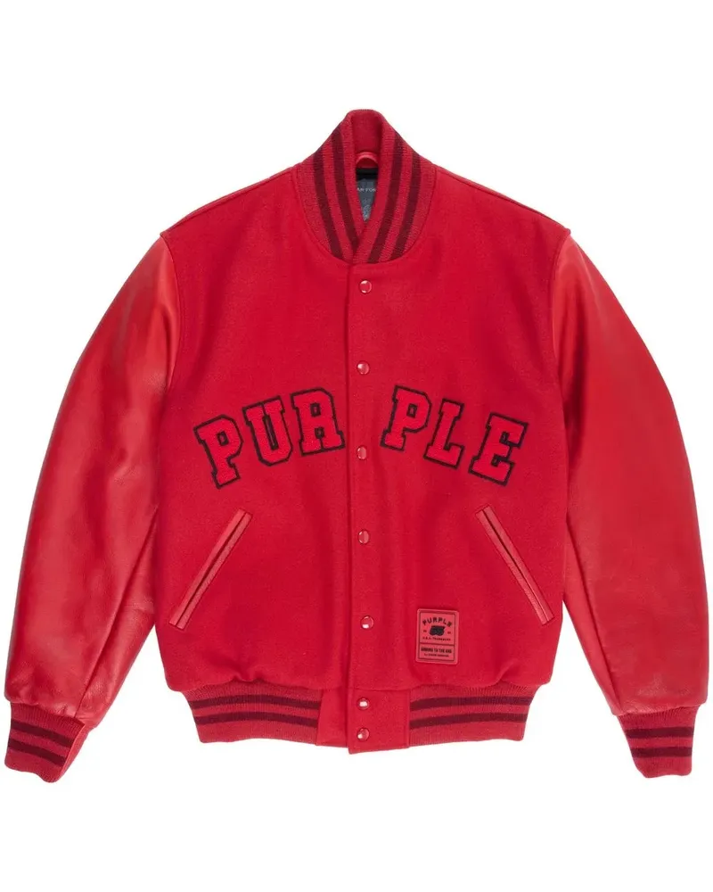 PURPLE BRAND Bomberjacke im College-Look - Rot Rot