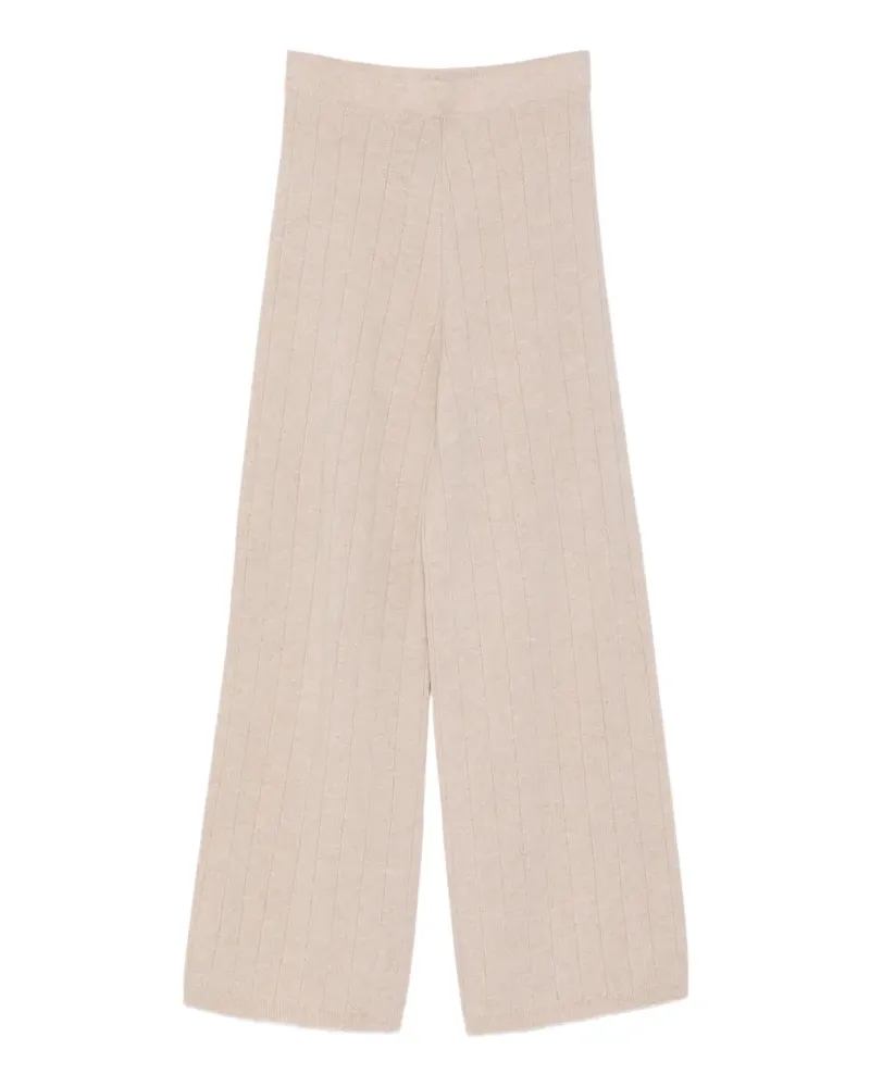 D.EXTERIOR Wide-Leg-Hose aus geripptem Strick - Nude Nude
