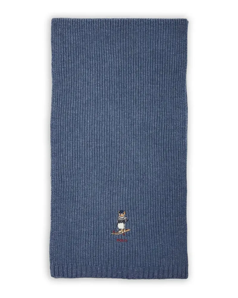 Ralph Lauren Gerippter Schal mit Polo Bear - Blau Blau