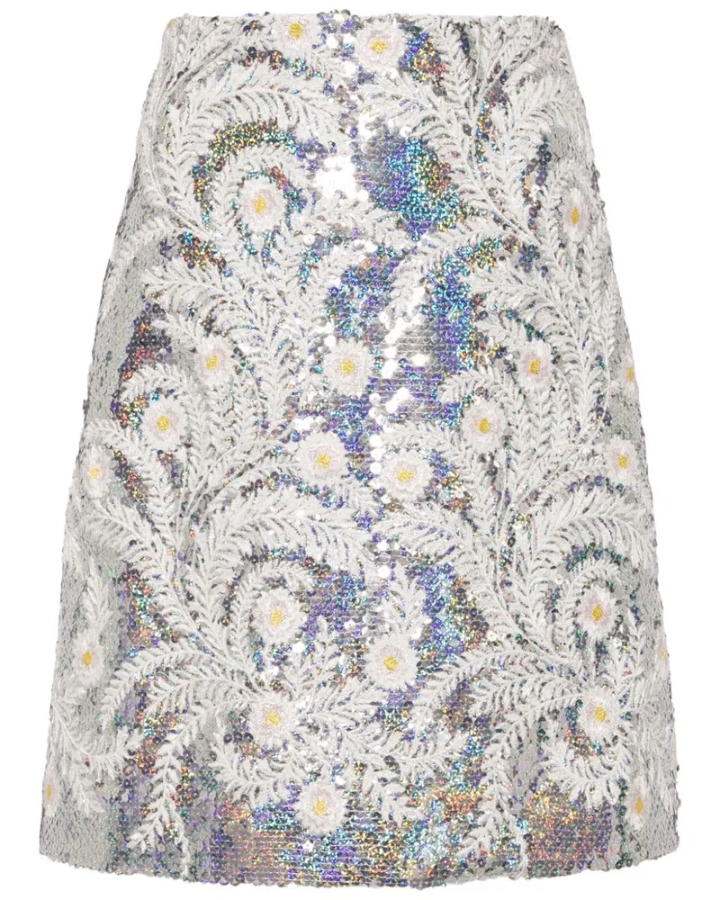 Giambattista Valli Rock mit Blumenstickerei - Metallic Metallic
