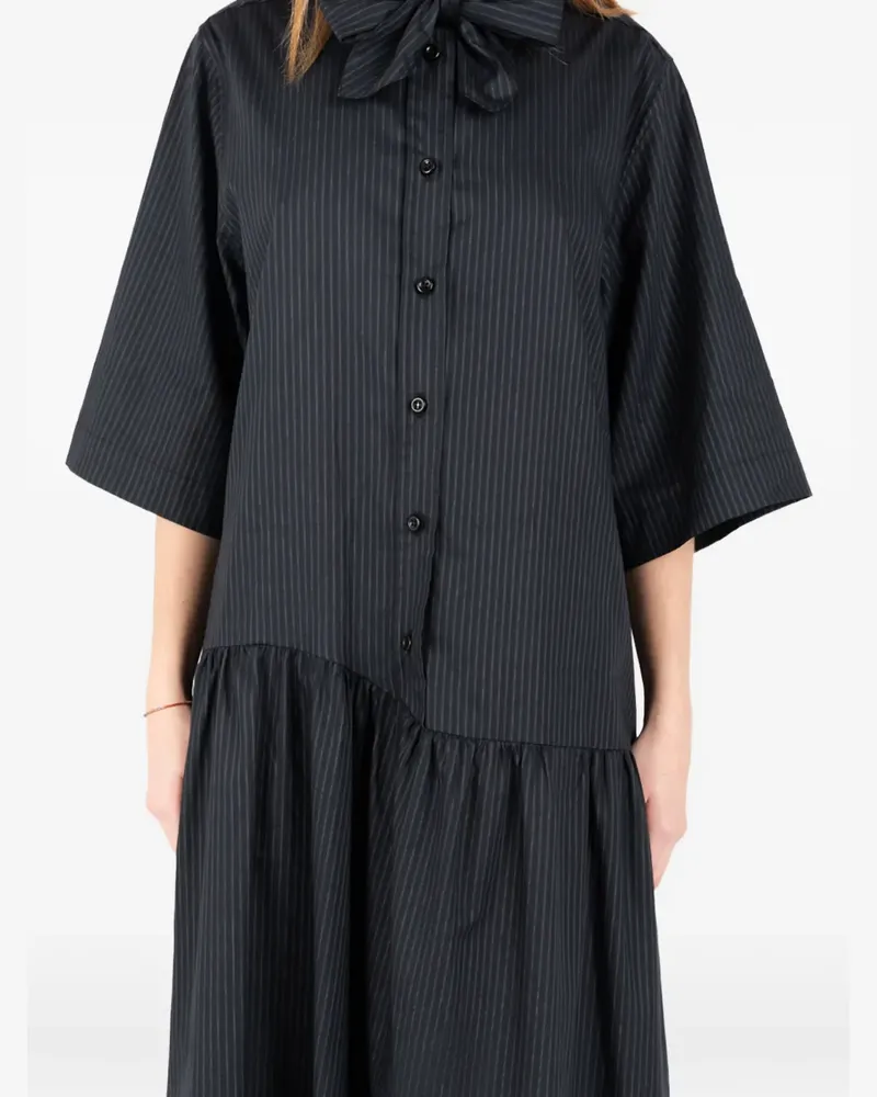 Société Anonyme tie-detail pinstriped midi dress - Grau Grau