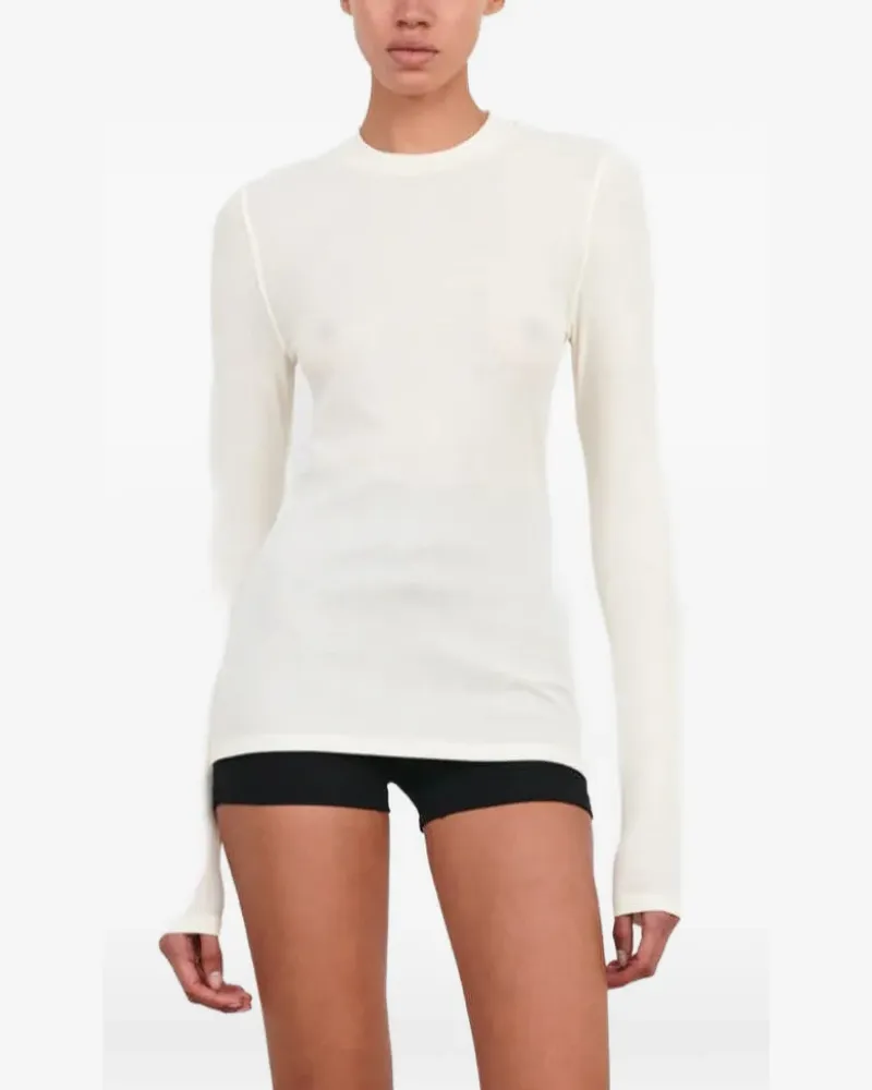 WARDROBE.NYC Geripptes Langarmshirt - Nude Nude