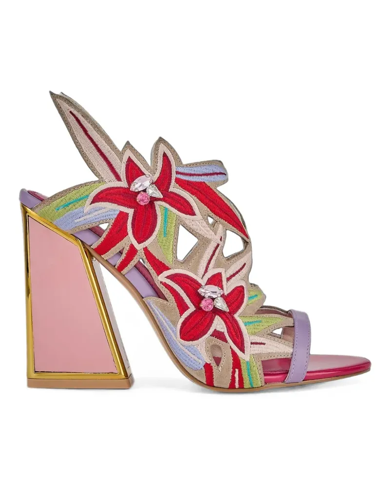 Kat Maconie Diva Dee floral-embroidered sandals - Rosa Rosa