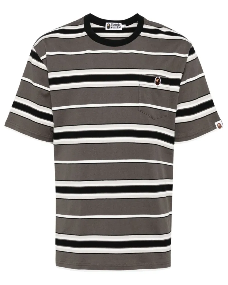 BAPE Gestreiftes T-Shirt - Schwarz Schwarz