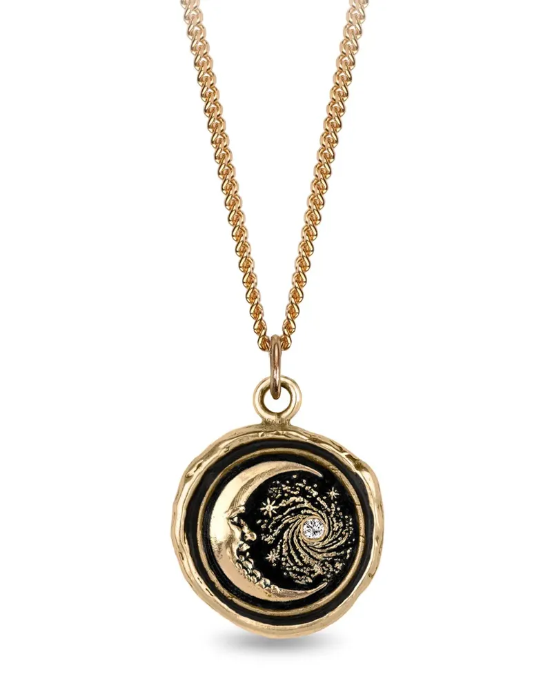 Pyrrha 14kt Trust the Universe Gelbgoldhalskette mit Diamant-Glücksbringeranhänger Gold