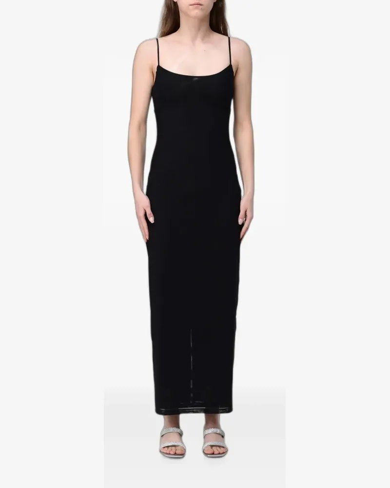 Emporio Armani tulle spaghetti-strap maxi dress - Schwarz Schwarz