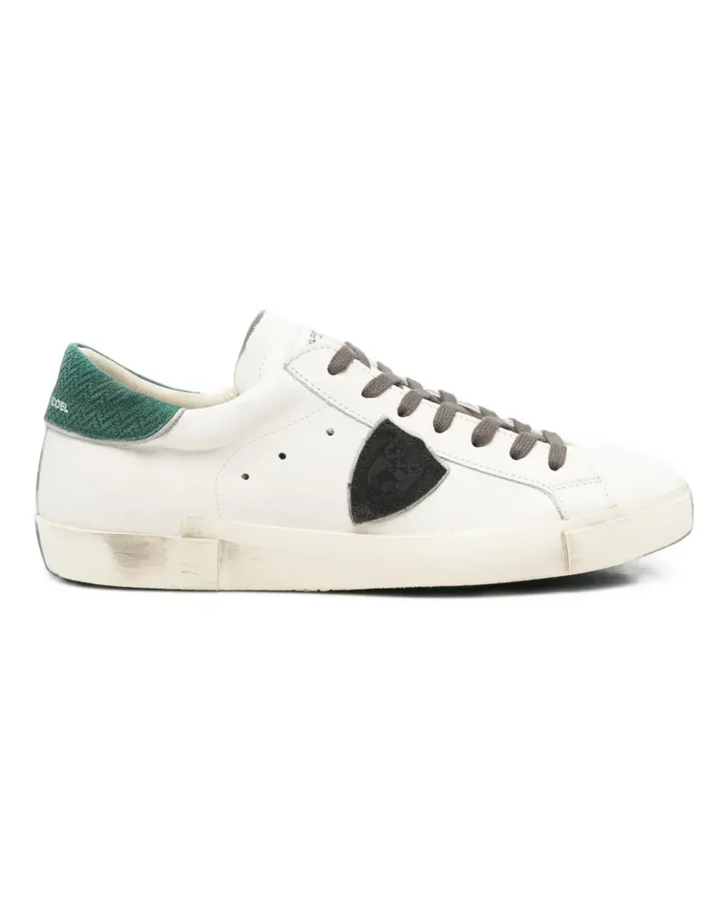 Philippe Model Sneakers im Distressed-Look mit Logo-Patch - Weiß Weiß